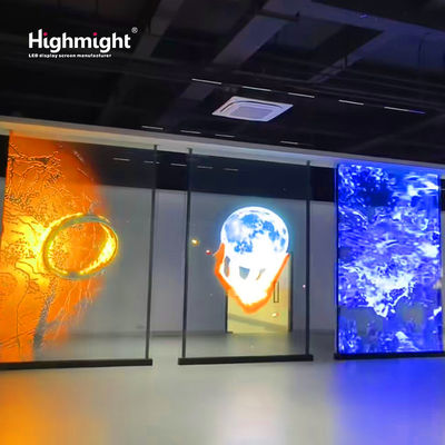 Layar Film Kristal LED yang Sangat Transparan Desain Ultra Tipis Tampilan Transparan Tanpa Batas