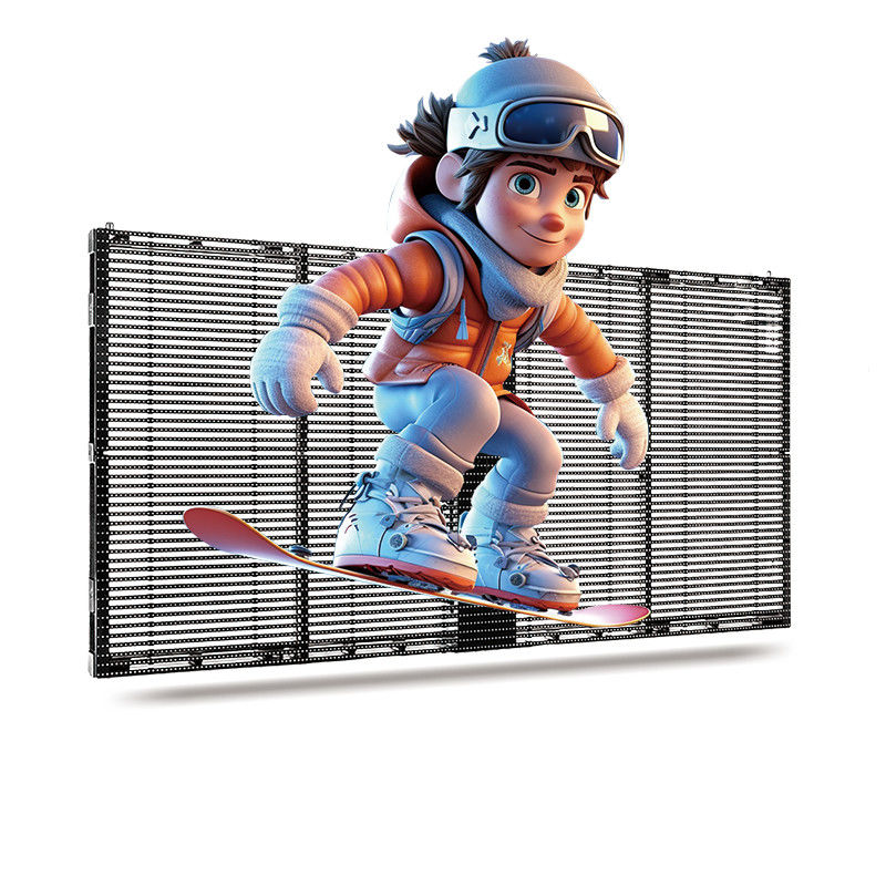 Layar LED Transparan HT 500*1000 cara multi-instalasi 3D Tembok Video Transparan
